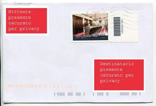 Bibliothek Oliveriana Pesaro mit Barcode isoliert auf Umschlag