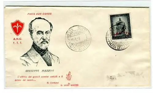 Triest A FDC Venetia 1949 Mazzini nicht gereist