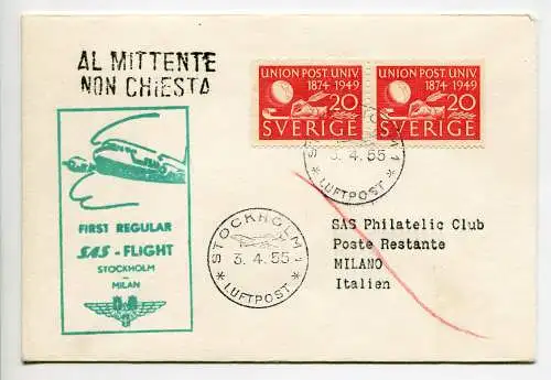 SAS Stockholm/Mailand vom 3.4.55 - Erstflug