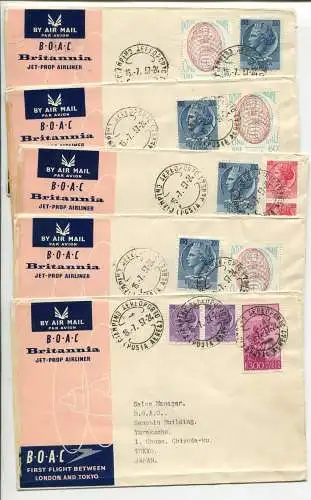 B.O.A.C. Rom/Karachi, Kalkutta, Rangun, Victoria und Tokio vom 16.7.57