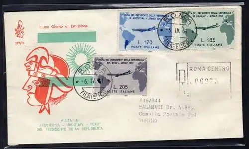 Italien FDC Venetia 1961 Gronchi gereist Racc. für Italien