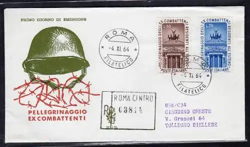 Italien FDC Venetia 1964 Ex Combattenti gereist Racc. für Italien