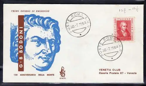 Italien FDC Venetia 1964 G.B.Bodoni nicht gereist