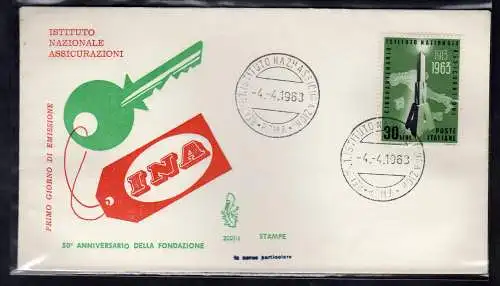 Italia FDC Venetia 1963 I.N.A. nicht gereist