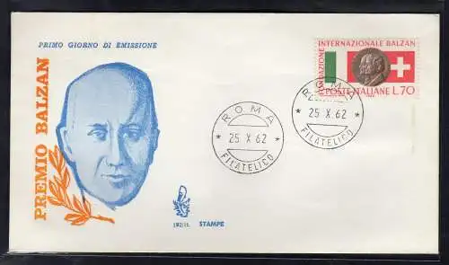 Italien FDC Venetia 1962 Fondazione Balzan nicht gereist