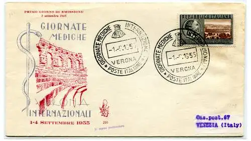 Italien FDC Venetia 1955 Internationale Ärztentage nicht gereist