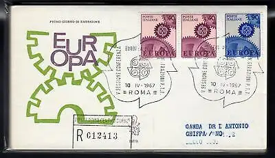 Italien FDC Venetia 1967 Europa Paar + Einzelreise Racc. für Italien