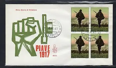 Italien FDC Venetia 1967 Piave Quartina nicht gereist