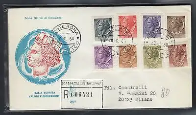 Italia FDC Venetia 1968 Siracusana 8 Val. gereist Racc. für Italien