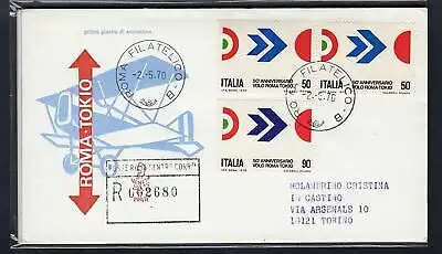 Italien FDC Venetia 1970 Rom - Tokyo gereist Racc. für Italien