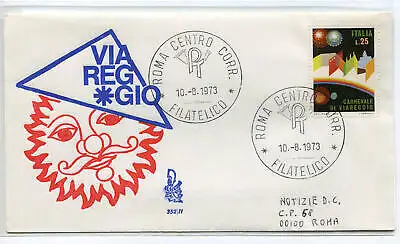 Italien FDC Venetia 1973 Karneval Viareggio reiste nach Italien