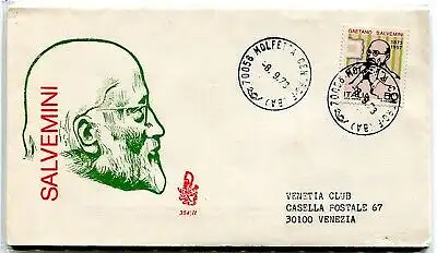 Italien FDC Venetia 1973 Salvemini reiste nach Italien