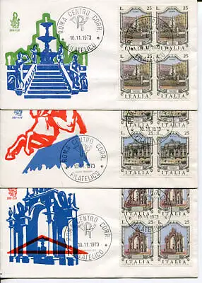 Italien FDC Venetia 1973 Fontane quartina nicht gereist