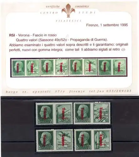 Propaganda Krieg von Verona beidseitiger Aufdruck Nr. 49A/52A - MNH