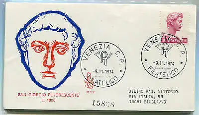 Italien FDC Venetia 1974 San Giorgio 1.000 gereist Racc. für Italien