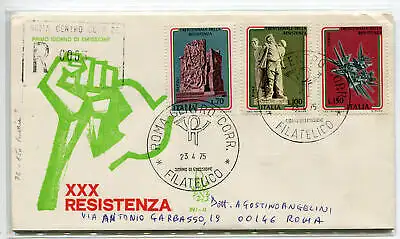 Italien FDC Venetia 1975 Widerstand gereist Racc. für Italien