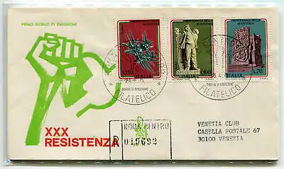 Italien FDC Venetia 1975 Widerstand gereist Racc. für Italien