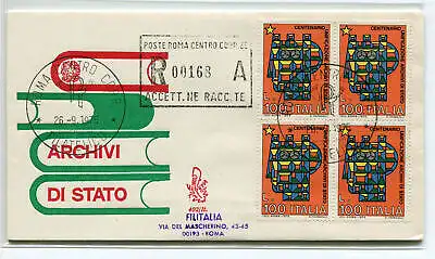 Italien FDC Venetia 1975 Staatsarchiv Viertelreise Racc. für Italien