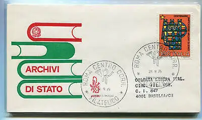 Italien FDC Venetia 1975 Staatsarchiv gereist nach Italien