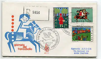 Italia FDC Venetia 1975 Gior. der gereisten Briefmarke Racc. für Italien