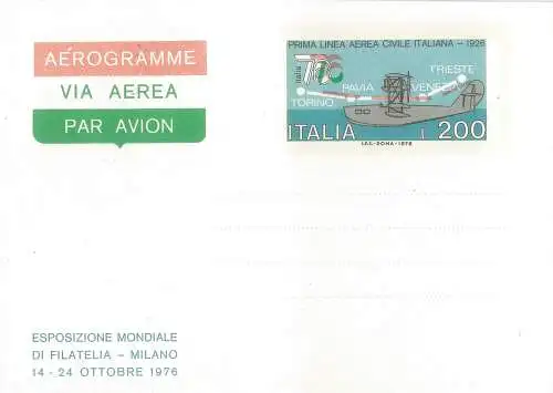 Aerogramma Italia '76 Lire 200 verschobener Druck