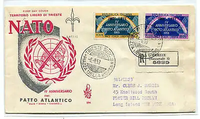 Triest A FDC Venetia 1953 Atlantikpakt gereist Racc. ins Ausland