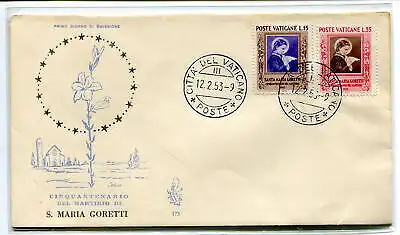 Vatikan FDC Venetia 1953 S. Maria Goretti nicht gereist