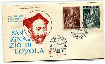 Vatikan FDC Venetia 1956 San Ignazio nicht gereist