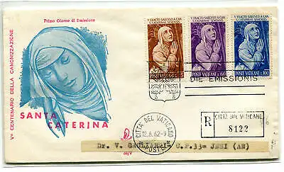 Vatikan FDC Venetia 1962 Santa Caterina voyata Racc. für Italien