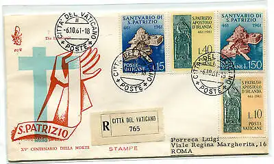 Vatikan FDC Venetia 1961 San Patrizio voyata Racc. für Italien