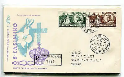 Vatikan FDC Venetia 1959 San Casimiro voyata Racc. für Italien