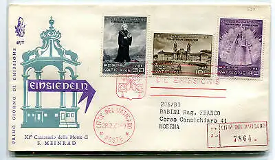 Vatikan FDC Venetia 1961 San Meinrad reiste Racc. für Italien