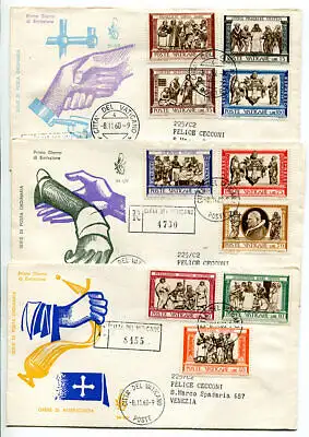 Vatikan FDC Venetia 1960 Werke der Barmherzigkeit gereist Racc. für Italien