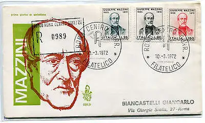 Italien FDC Venetia 1972 Mazzini voyata Racc. für Italien 1007