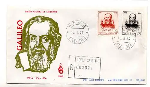 Italien FDC Venetia 1964 Galileo Galilei gereist Racc. für Italien