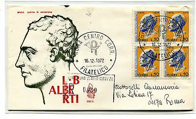 Italien FDC Venetia 1972 Alberti Viertelreise Racc. für Italien