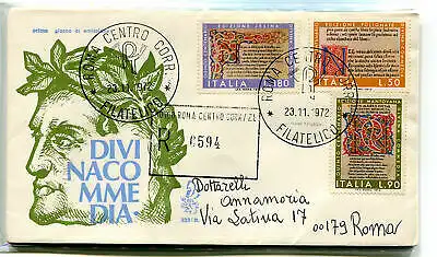 Italien FDC Venetia 1972 Divina Commedia voyata Racc. für Italien 1047