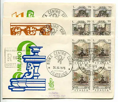 Italien FDC Venetia 1975 Fontane quartina voyata Racc. für Italien