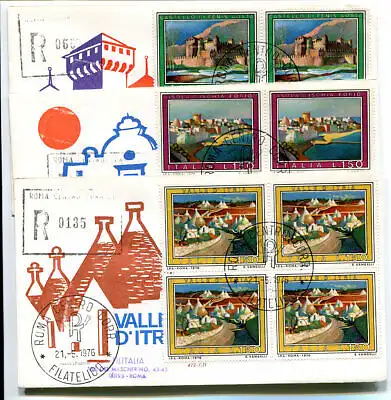 Italien FDC Venetia 1976 Turistica quartina voyata Racc. für Italien