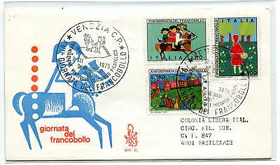 Italia FDC Venetia 1975 Gior. der gereisten Briefmarke Racc. ins Ausland