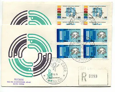 Italien FDC Venetia 1974 UPU Viertelreise Racc. für Italien