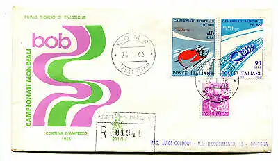 Italien FDC Venetia 1966 Bob-Weltmeister gereist Racc. für Italien