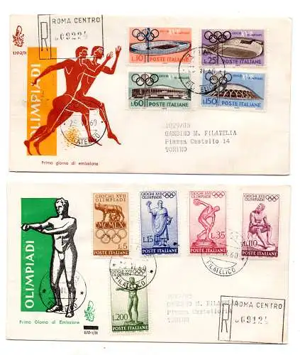 Italien FDC Venetia 1960 XVII Olympiade gereist Racc. für Italien