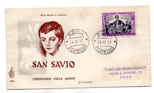 Italien FDC Venetia 1957 Domenico Savio nicht gereist