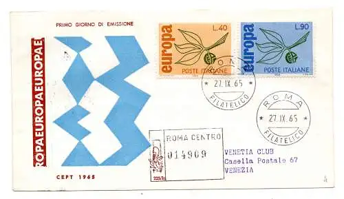 Italien FDC Venetia 1965 Europa gereist Racc. für Italien