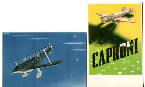 Flugzeuge Caproni - Serie von fünf Postkarten von F. Rebaglia