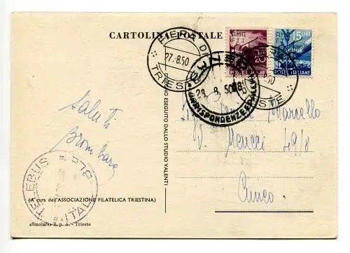 Triest A - Fiera di Trieste 1950 auf offizieller Postkarte