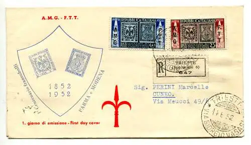 Triest A - Modena und Parma auf FDC-Umschlag Racc.