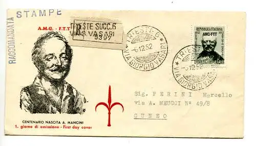 Triest A - Mancini auf Umschlag FDC Racc.