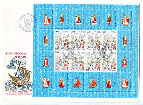 Vatikan 1987 Nikolaus die drei Zettel auf FDC